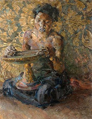 "Balische met offerschaal' (Balinese girl with offering plate)"