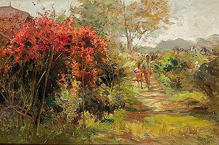 "Path with flamboyant"