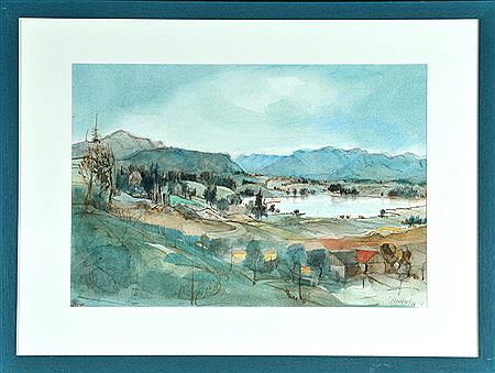 "Blick auf den Öschlesee (bei Sulzberg)"