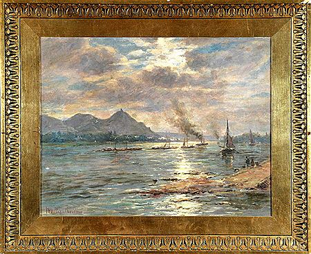 "Rheinhafen bei Mondschein"