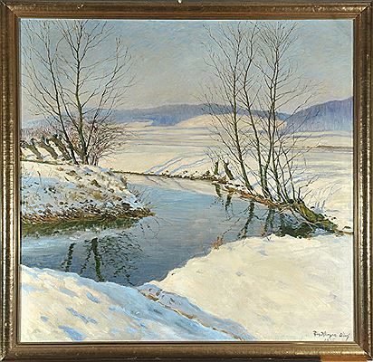 Winterlandschaft mit Bachlauf