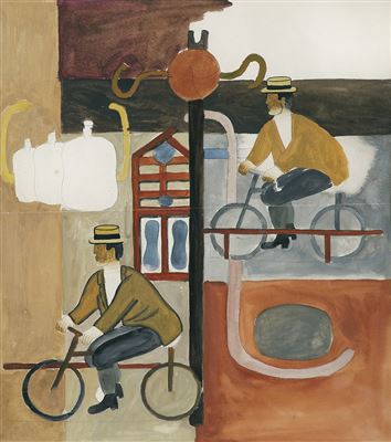 COMPOSITION WITH TWO CYCLISTS, 1928 by Marek Wlodarski - Auction record, sale price, and art valuation. Compare with similar artists and explore comparable artworks.