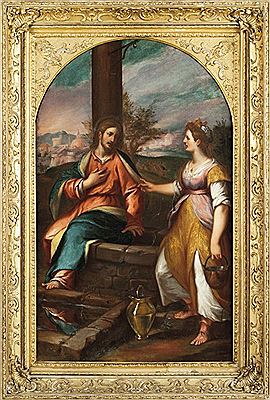 GesÃ¹ e la samaritana al pozzo con la cittÃ di Firenze sullo sfondo