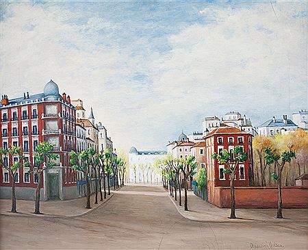 Paisaje urbano con casa al fondo.