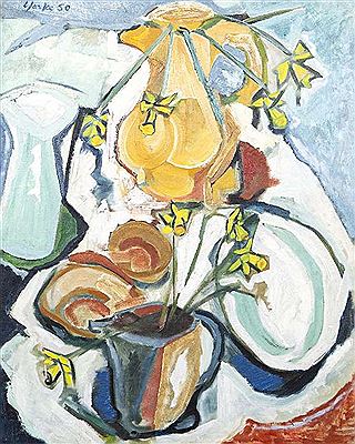 Sample artwork by David Clarke (1920 - 2005), known for abstraction, still life, waterscape and landscape painting - View similar artists and auction records