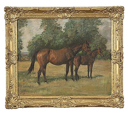 A Bay Mare and Foal in a Paddock by Nina Colemore - Auction record, sale price, and art valuation. Compare with similar artists and explore comparable artworks.