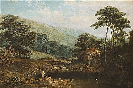 FISHERMAN BY A TROUT STREAM, SHAP FELLS, WESTMORLAND