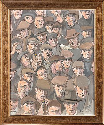 "TERRACE" - STUDIES OF FACES AT A FOOTBALL MATCH by Peter Knox - Auction record, sale price, and art valuation. Compare with similar artists and explore comparable artworks.