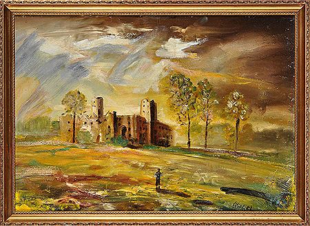 RUINED CASTLE WITH FIGURE