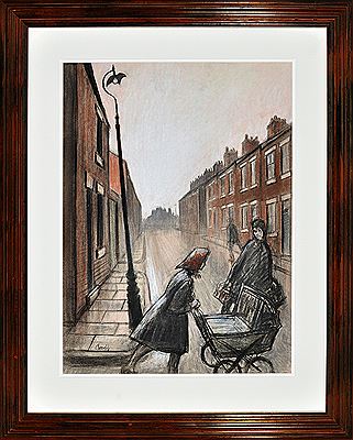 SPENNYMOOR STREET SCENE WITH LAMPPOST, LADY AND PRAM