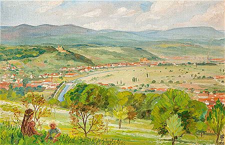 Blick ins Wiesental vom Tullinger Berg (view into the valley called Wiesental from the mountain Tullinger Berg) by Adolf Glattacker - Auction record, sale price, and art valuation. Compare with similar artists and explore comparable artworks.