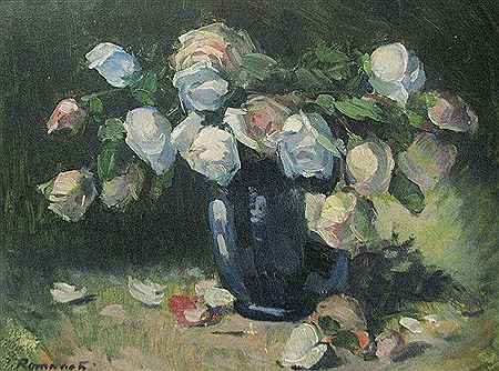 "Roses in Blue Vase" by Gheorghe Teodorescu Romanati - Auction record, sale price, and art valuation. Compare with similar artists and explore comparable artworks.