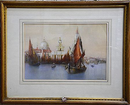 Venice towards St Marks from the water with sail boats and gondolas