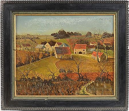 "Village dans un paysage"
