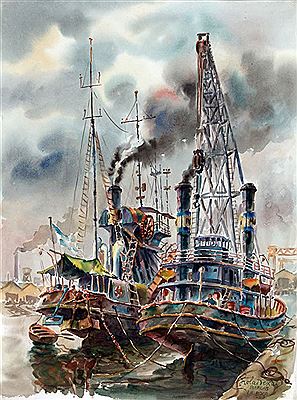 Sample artwork by Lola Frexas (1924 - 2011), known for painting - View similar artists and auction records