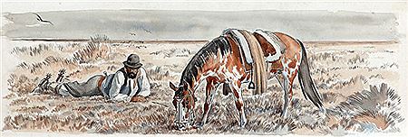 "PAISANO CON CABALLO - GAUCHO Y CABALLO" (pair)