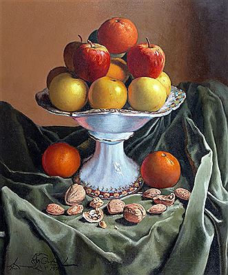 "FRUTERA CON FRUTOS Y TERCIOPELO"