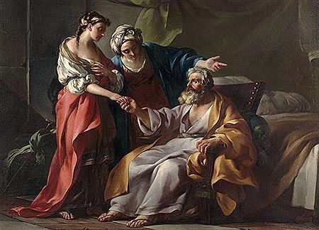 Sarah présentant Agar à Abraham