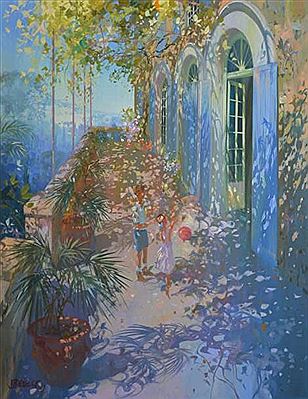 Enfants jouant sous une pergola