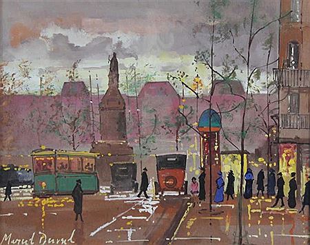 Vue de Paris: place parisienne animée