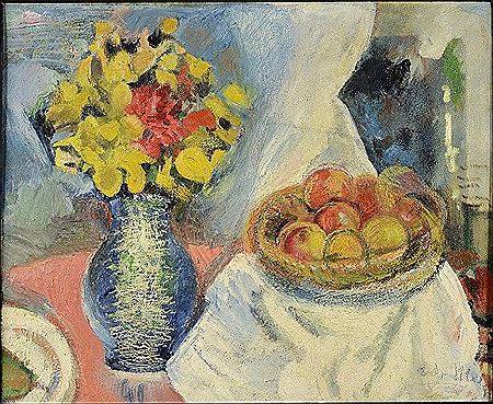 STILL LIFE WITH BUNCH OF FLOWERS AND BOWL OF FRUIT by Eduard Milen - Auction record, sale price, and art valuation. Compare with similar artists and explore comparable artworks.