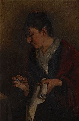 Embroideress at her Work by Sarah A Doidge - Auction record, sale price, and art valuation. Compare with similar artists and explore comparable artworks.