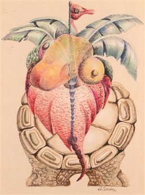 Hybrid figure of a tortoise and lizard, 1997