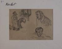 Lot of 3 : 1 pencil on paper front and verso