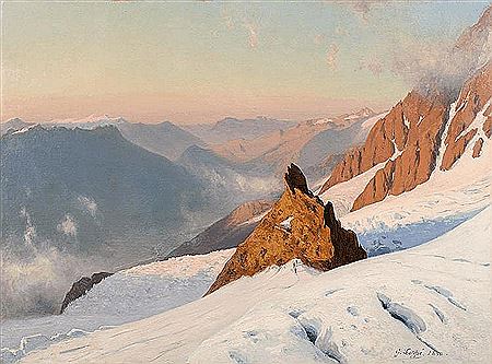 Rocher des Grands Mulets et la vallée de Chamonix, 1880
