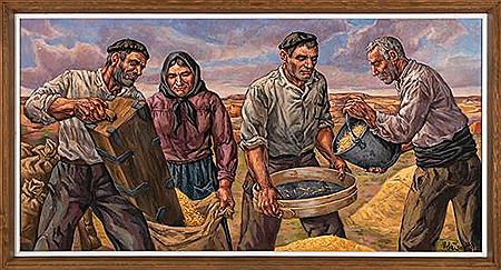 "Campesinos cribando"