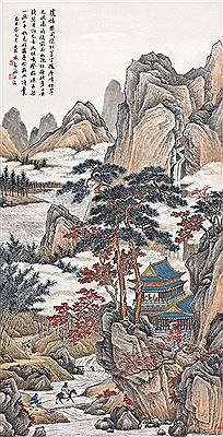 PAVILIONS IN THE MOUNTAINS 1949 by Shiyuan Zhang - Auction record, sale price, and art valuation. Compare with similar artists and explore comparable artworks.