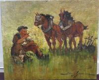 Chevaux et paysan