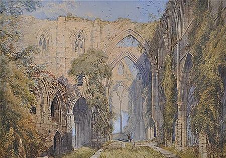 Figures in the ruins of Tintern Abbey