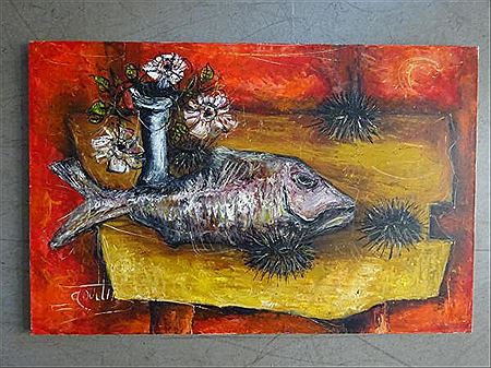 Nature morte au poisson et aux oursins