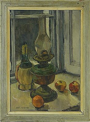 Still life study of an oil lamp