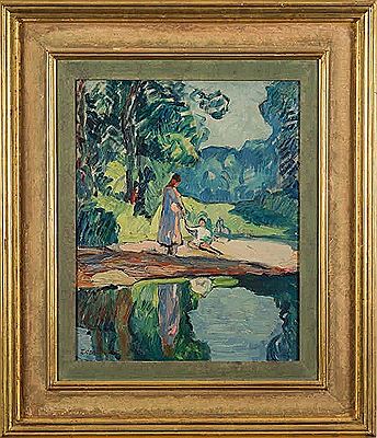 Femme et enfant au borde de la Seine