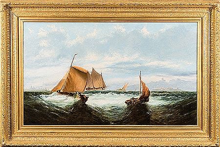 An offshore scene, coastal craft in choppy seas by George Knight - Auction record, sale price, and art valuation. Compare with similar artists and explore comparable artworks.