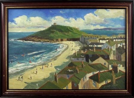 "The Island & Beach, St. Ives."