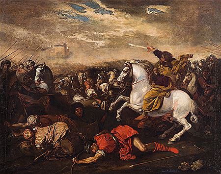 L'apostolo San Giacomo il Grande appare di fianco all'esercito Cristiano nella battaglia di Clavjo contro i Mori by Andrea Di Lione - Auction record, sale price, and art valuation. Compare with similar artists and explore comparable artworks.