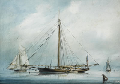 Centerboard Sloop Sylvie of the New York Yacht Club at Havre, 1866 by Frederic Roux - Auction record, sale price, and art valuation. Compare with similar artists and explore comparable artworks.