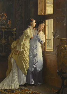 Awaiting the Suitor by Gustave Jonghe - Auction record, sale price, and art valuation. Compare with similar artists and explore comparable artworks.