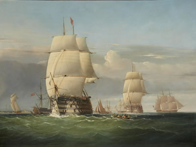 The H.M.S. Britannia with other shipping off Swansea by Joseph Walter - Auction record, sale price, and art valuation. Compare with similar artists and explore comparable artworks.