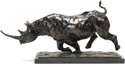 Charging rhino by Mark Coreth - Auction record, sale price, and art valuation. Compare with similar artists and explore comparable artworks.
