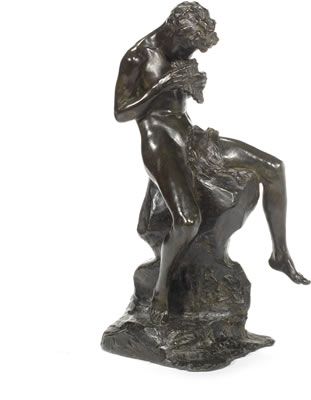 A bronze figure of the young Pan
