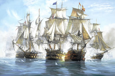 The Battle of Trafalgar at 12:20pm on 21st October 1805