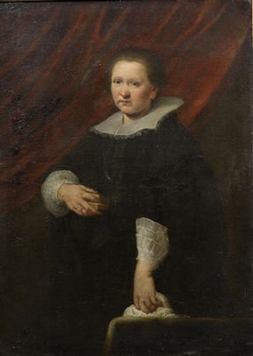 "Portrait of a Lady, Half Length, in a Black Dress, Standing Before a Curtain" by Giovanni Bernardo Carboni - Auction record, sale price, and art valuation. Compare with similar artists and explore comparable artworks.