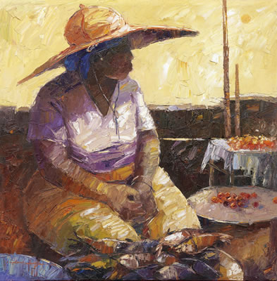 Market woman by Ola Balogun - Auction record, sale price, and art valuation. Compare with similar artists and explore comparable artworks.