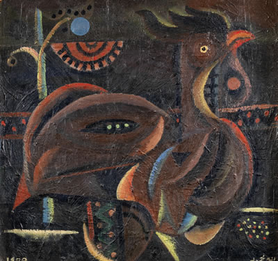 Sample artwork by Shakir Hassan Al Said (1925 - 2004), known for abstract painting with calligraphy - View similar artists and auction records