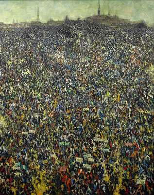 "Protest" by Kolade Oshinowo - Auction record, sale price, and art valuation. Compare with similar artists and explore comparable artworks.