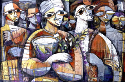 Sample artwork by Gbenga Offo (Born 1957), known for painting - View similar artists and auction records